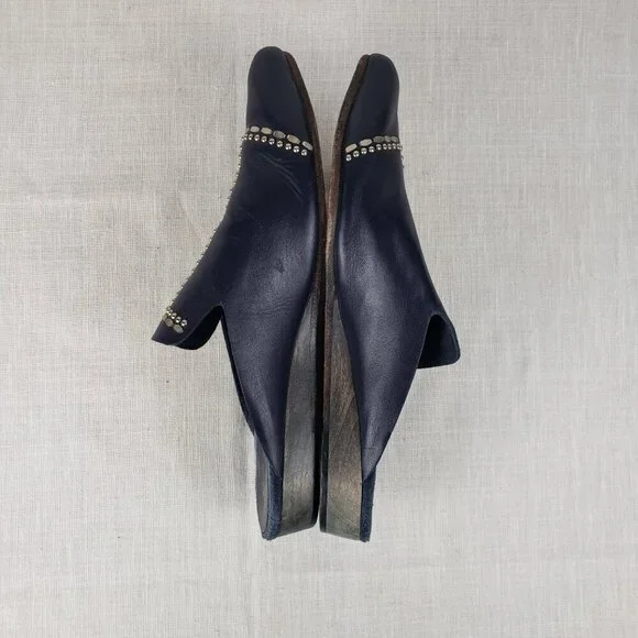 Calleen Cordero Sheira Slides Navy Blue Studded Backless Mule Shoes Size 10 - Picture 11 of 12